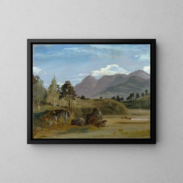Mountain landscape painting, probably in the Lake District - Lionel Constable — framed artwork on a wall