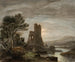 Landschap bij nacht met ruïnes van een klooster - Lluís Rigalt — weergave van het kunstwerk
