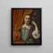 Portret van een meisje dat achter een oranje gordijn kijkt - Lodewijk van der Helst — ingelijst kunstwerk aan de muur