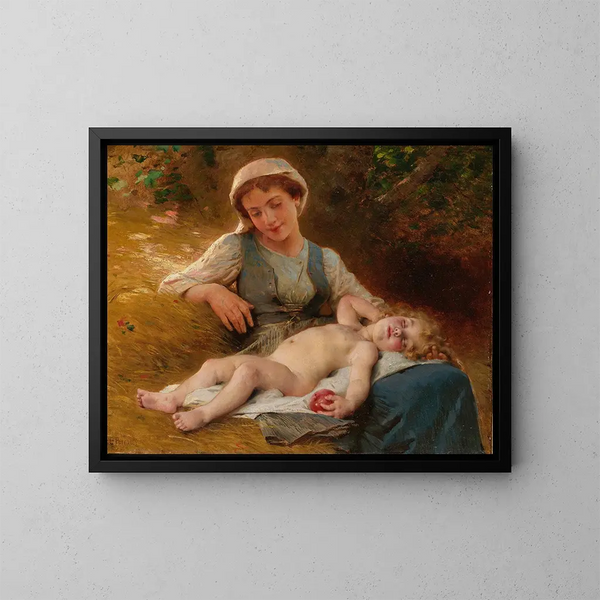 Deeply Sleeping Painting - Léon Jean-Basile Perrault — framed artwork on a wall
