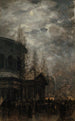 Uitgang van Parijs in 1870 Rotonde de la Villette - Léon Pierre Herpin — weergave van het kunstwerk