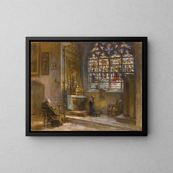 La Prire glisse Saint-Bonnet - Léon Augustin Lhermitte — framed artwork on a wall