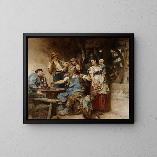 Le vin - Léon Augustin Lhermitte — framed artwork on a wall