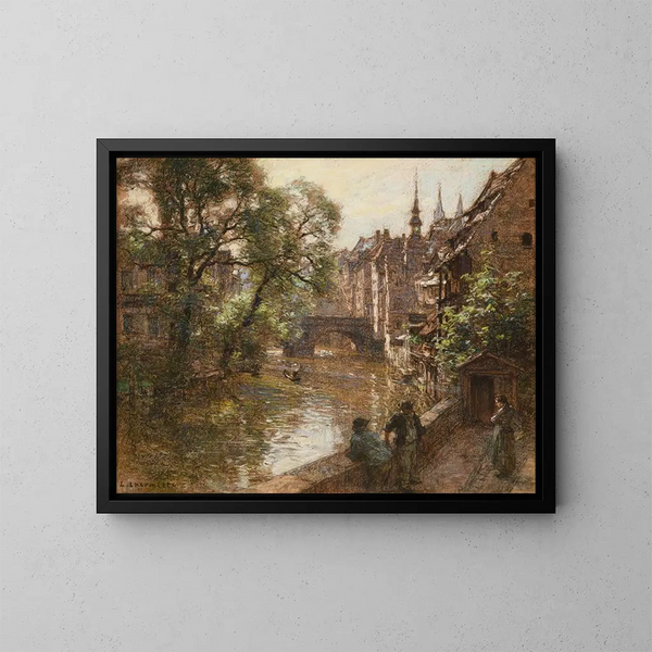 The Nuremberg Bridge - Léon Augustin Lhermitte — framed artwork on a wall
