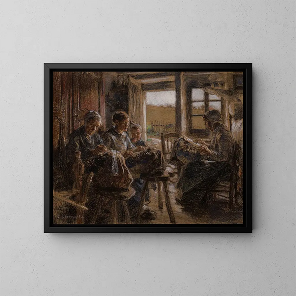 Les dentellières des Vosges - Léon Augustin Lhermitte — framed artwork on a wall