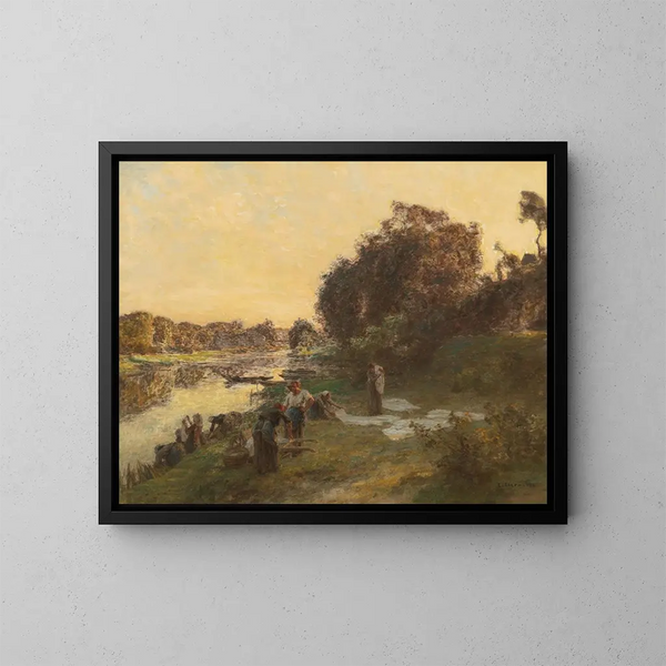 Les laveuses de Chelles - Léon Augustin Lhermitte — framed artwork on a wall