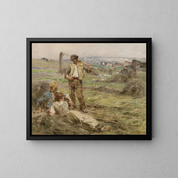 Rustpendant tijdens de maaidag - Léon Augustin Lhermitte — ingelijst kunstwerk aan de muur
