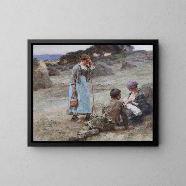 L'heure des bébés - Léon Augustin Lhermitte — ingelijst kunstwerk aan de muur