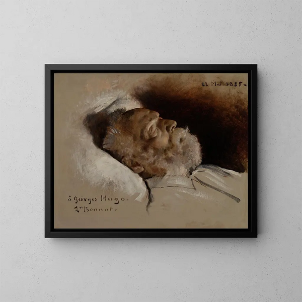 Victor Hugo op zijn sterfbed - Léon Bonnat — ingelijst kunstwerk aan de muur