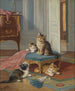 De kattenfamilie - Léon Huber — weergave van het kunstwerk