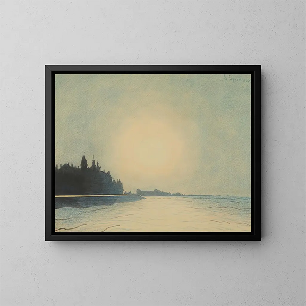 De dijk in Oostende gezien vanaf de pier - Léon Spilliaert — ingelijst kunstwerk aan de muur
