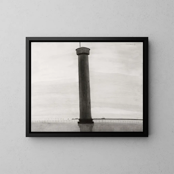 Het vuurtoren met seinen - Léon Spilliaert — ingelijst kunstwerk aan de muur