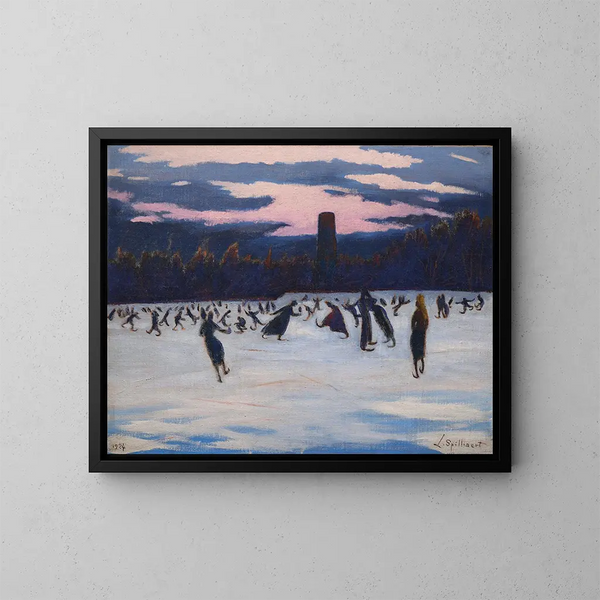 van Les Patineurs au parc Marie-Henriette à Ostende - Léon Spilliaert — ingelijst kunstwerk aan de muur