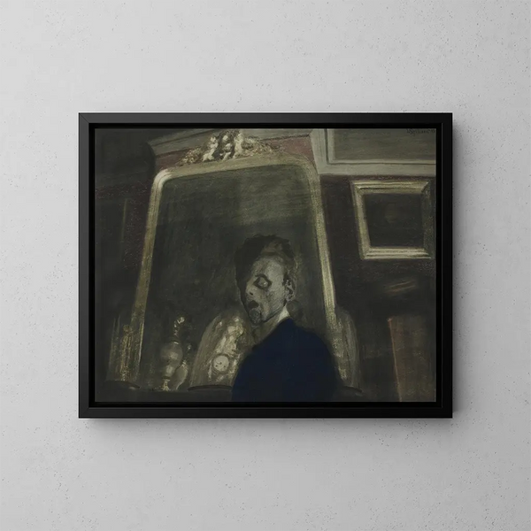 Zelfportret met spiegel - Léon Spilliaert — ingelijst kunstwerk aan de muur