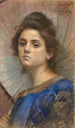 Jonge vrouw met parasol - Lonie De Loghades — weergave van het kunstwerk