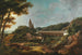 van het Noordoostelijke uitzicht op de ruïnes van het kasteel Weitenegg bij de Donau - Lorenz Adolf Schönberger — weergave van het kunstwerk