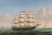 Drie-mast Ferdinand Brumm voor de klif van Dover - Lorenz Petersen — weergave van het kunstwerk