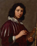 Portret van een kunstenaar op half lengte voor een ezel - Lorenzo Lippi — weergave van het kunstwerk