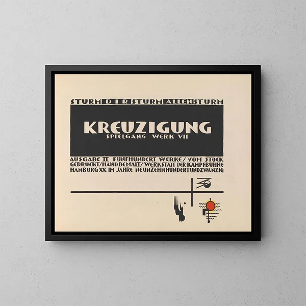 Title Page of the Crucifixion - Lothar Schreyer — framed artwork on a wall