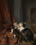 binnenhuis met katten - Louis-Eugène Lambert — weergave van het kunstwerk