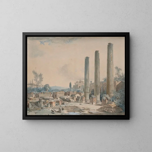 De ruïnes van de tempel van Jupiter in Puzzuoli - Louis-François Cassas — ingelijst kunstwerk aan de muur