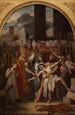 Genezing van een bezetene tijdens de translaties van de lichamen van Sint Gervais en Sint Protais - Louis-Vincent-Léon Pallière — weergave van het kunstwerk