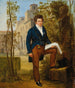 portret van Nicolas Pierre Tiolier 1784-1843 staand in de tuinen van de Villa Médicis - Louis-Vincent-Léon Pallière — weergave van het kunstwerk
