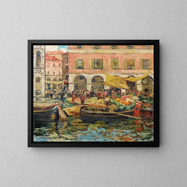 The Vegetable Market in Venice - Louis Abel-Truchet — framed artwork on a wall