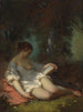 van Leesers in een park - Louis Antoine Estachon — weergave van het kunstwerk