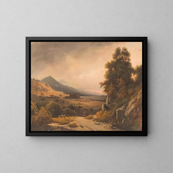 Landschap met decoratieve figuren - Louis Auguste Lapito — ingelijst kunstwerk aan de muur