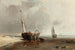 van Bateaux de pêche sur le rivage à marée basse - Louis Bentabole — weergave van het kunstwerk