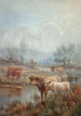a misty morning, Scottish cattle - Louis Bosworth Hurt — artwork view