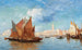 Venise Vissersboten in het Bacino di San Marco - Louis Claude Mouchot — weergave van het kunstwerk