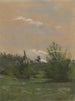 met beboste landschap met woningen - Louis Debras — weergave van het kunstwerk