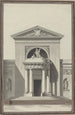 Façade voor een kerk met een beeldhouwwerk dat het Geloof voorstelt - Louis Gustave Taraval — weergave van het kunstwerk