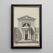 Façade voor een kerk met een beeldhouwwerk dat het Geloof voorstelt - Louis Gustave Taraval — ingelijst kunstwerk aan de muur