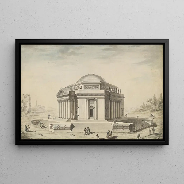 Louis Gustave Taraval - Hexagonal Temple in an Italianate Landscape.webp