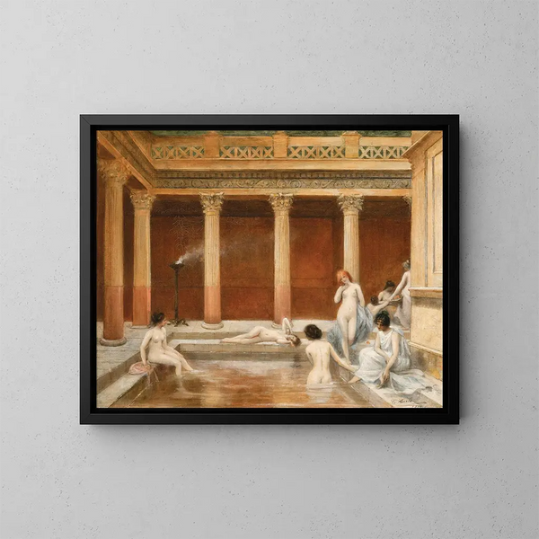 Badkamers Romeins - Louis Hierle — ingelijst kunstwerk aan de muur