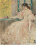 Vrouw in gedachten - Louis Icart — weergave van het kunstwerk