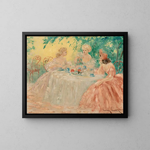 Confidences partagées - Louis Icart — framed artwork on a wall