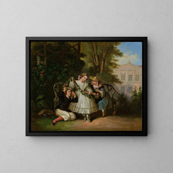 Afternoon in the Garden - Louis Lang — framed artwork on a wall