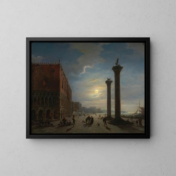 Venetië bij maanlicht - Louis Mecklenburg — ingelijst kunstwerk aan de muur