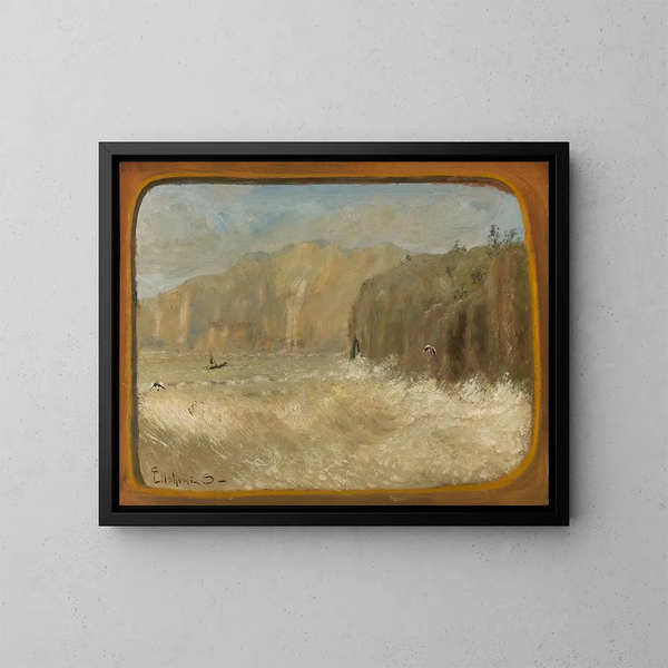 Two seagulls and cliffs - Louis Michel Eilshemius — framed artwork on a wall