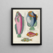 van een schilderij met vissen, kreeften en krabben in diverse kleuren en met buitengewone figuren Pl046 - Louis Renard — ingelijst kunstwerk aan de muur
