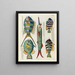van vissen, kreeften en krabben in diverse kleuren en met buitengewone figuren Pl048 - Louis Renard — ingelijst kunstwerk aan de muur