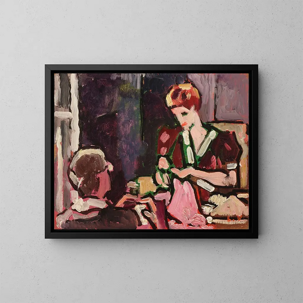 Jong meisje dat aan het naaien is - Louis Valtat — ingelijst kunstwerk aan de muur