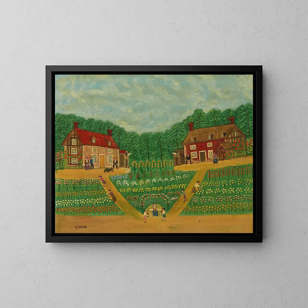 Les deux pigeonniers - Louis Vivin — framed artwork on a wall