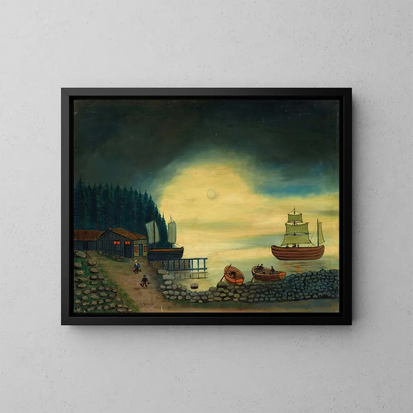 Night of the Full Moon - Louis Vivin — framed artwork on a wall