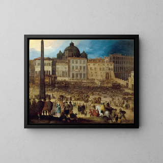 Louis de Caulery - Vue de la place SaintPierre  Rome lors de llection du Pape Clment VIII en 1592.webp