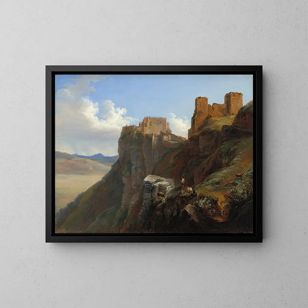 Vue du Castello di San Giuliano près de Trapani, Sicile - Louise-Joséphine Sarazin de Belmont — framed artwork on a wall